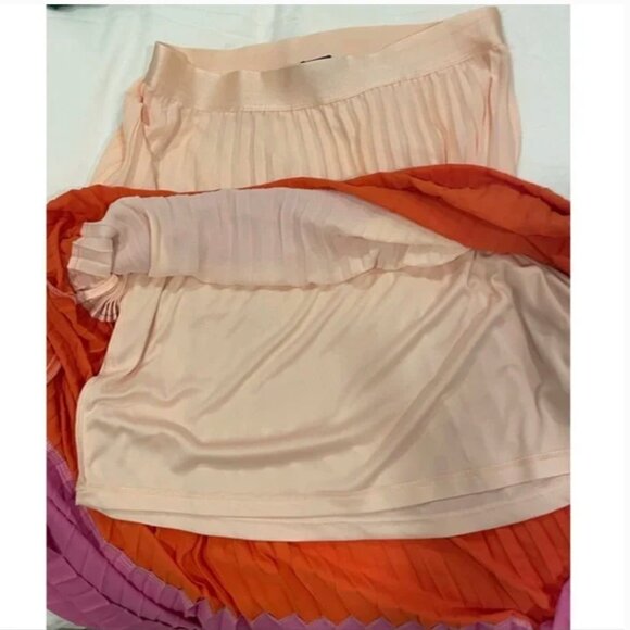 Express NWT High Waisted Pleated Colorblock MIDI Skirt size XXS - Picture 8 of 9